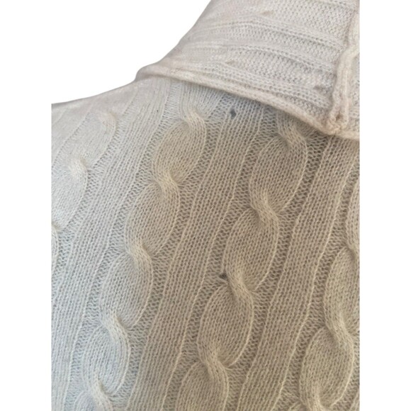 Womens 100% Cashmere Cable Knit Open Cardigan Sweater Size M Ivory Quiet Luxury - Picture 7 of 10